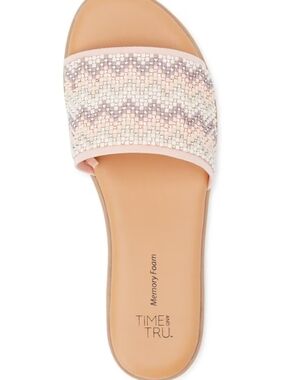 Time and Tru Beaded Chevron Slide Sandal in Pink and Cream